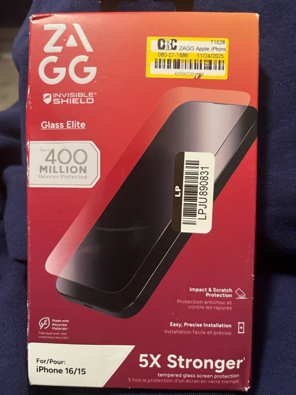Glass Elite Screen Protector for iPhone 16/15 - Red Packaging